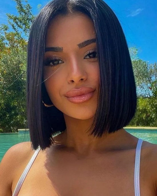 Beme Glueless ReadyWear 13x4 Natural Black Straight BOB Wig 100% Human Hair